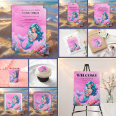 Pink Dreamy Mermaid unter der Sea Baby Dusche Einladung