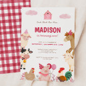 Pink Barnyard Farm Animal Birthday Party Banner