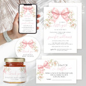 Pink Floral Bow Baby in Bloom Shower Tischnummer