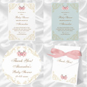 Rosa Blume Rokoko Vintag Blumendusche Einladung