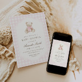 Rosa Gingham-Teddybär Karten & Geschenke Poster