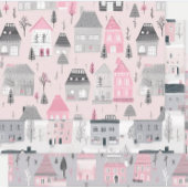 Rosa graue Weihnachtshäuser auf Weiß Puzzle