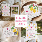 Pink Freshly Lemon Citrus Graduation Decor Wandteppich