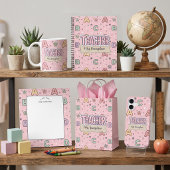Lehrer-Schulpattern mit rosa Buchstaben Notizblock