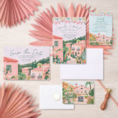 Rosa mexikanische Hochzeitsdestination Save The Date (Personalisiere diese Kollektion eines unabhängigen Creators.)