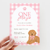 Pink Goldendoodle Puppy Dog Pawty 1st Birthday Folieneinladung