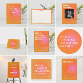 Retro Orange Pink Bold Gradient Photo Wedding  Save The Date