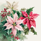 Rosa Poinsettias Elegantes Papier Ornament Karte