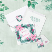 Pink Poinsettias Blumenweihnachtsschild Pappteller