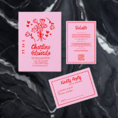 Retro Pink Red Handwriting Wedding Gästebuch (Personalisiere diese Kollektion eines unabhängigen Creators.)