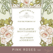 Art Nouveau Alphonse Mucha Mauve Dusty Rose Einladung