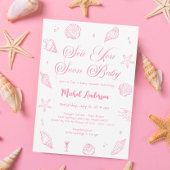 Pink Beach Baby Shower Would She Rather Game Card Einladung