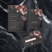 Pink Metallic Flowers Black Wedding Save The Date (Personalisiere diese Kollektion eines unabhängigen Creators.)