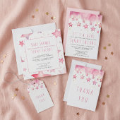 Rosa Sterne Es ist eine Mädchendusche Einladung