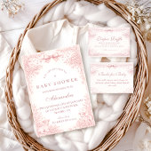 Blush Pink Vintage Toile Lamb Diapper Raffle Begleitkarte