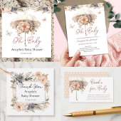 Rosa Blütendusche Vintager Schirm Rechteckiger Pappuntersetzer