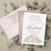 Elegante Rosa Wasserfarbe Floral Boho Chic Hochzei Menükarte (Personalisieren Sie die Kollektion dieses unabhängigen Creators. Test)