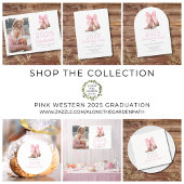 Rosa Western 2025 Abschluss Runder Aufkleber