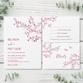 Kirschblüten-Hochzeitsgästebuch in Rosa und Weiß Poster (Personalisiere diese Kollektion eines unabhängigen Creators.)