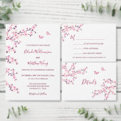 Cherry Blossom Pink White Wedding Details Begleitkarte (Personalisiere diese Kollektion eines unabhängigen Creators.)