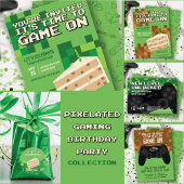 Pixelated Gamer Cake Kindergeburtstag Einladung