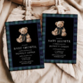 Ralph Teddy Bear Navy Green Plaid Baby Shower Pappteller