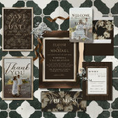 Open Bar and Signature Drink Brown Floral Wedding Wandteppich