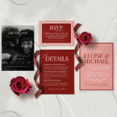 Stylish Contemporary Pink and Red Wedding RSVP Karte