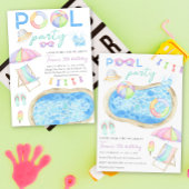 Aquarellbad Geburtstagsparty Pool Runder Aufkleber