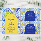 Rustikale Blaue Gelbe Arche Portugiesische Hochzei Einladung (Personalisiere diese Kollektion eines unabhängigen Creators.)