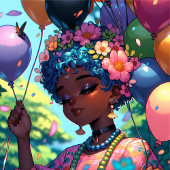 Hübsche Schwarze Anime-Girl mit Geburtstag Serviette