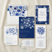 Navy Blue Chinoiserie Floral Wedding Thank You Geschenkanhänger