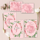 Hübsche Blush Floral Monogram Wedding Save the Dat
