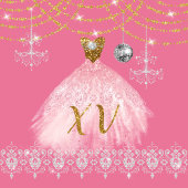 Rosa und goldene Quinceanera Einladung