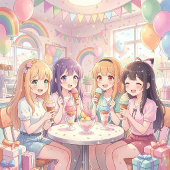 Süße Anime-Mädchen-Eiscreme-Geburtstagsfeier Einladung