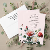 Pretty pink white red roses bridal shower einladung (Personalisieren Sie die Kollektion dieses unabhängigen Creators. Test)