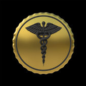 3D Gold Medical Caduceus Emblem Professional Adressaufkleber
