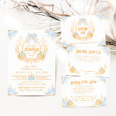 Pumpkin Toile Wappen Elegant Boy Baby Shower Pappteller