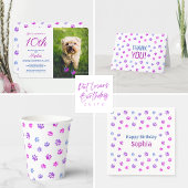 Pink Lila Blue Paw Prints Muster Geschenkpapier Set