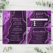 Purple and Silver Agate Wedding Program Programm (Personalisiere diese Kollektion eines unabhängigen Creators.)
