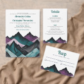 Lila und Aquamarine Hochzeit Einladung (Personalisiere diese Kollektion eines unabhängigen Creators.)