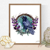 Purple Flowers Celestial Raven Crystals Wreath Quadratische Visitenkarte