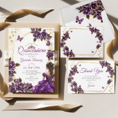 Lila goldene Tiara Blumen Quinceañera Programm