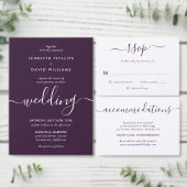 Purple Elegant Modern Script Photo Collage Wedding Save The Date (Personalisiere diese Kollektion eines unabhängigen Creators.)