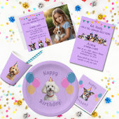 Lila Foto Welpe Hund Geburtstag Paw-ty Banner