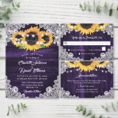 Purple Sunflower String Lights Floral Lace Wood Save The Date (Personalisiere diese Kollektion eines unabhängigen Creators.)