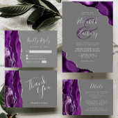 Agate Lila Silver Gray Save the Date Postkarte