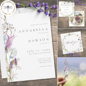 Purple Wildflower Watercolor Minimalist Wedding Einladung