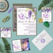 Lila Wisteria Themed Wedding Dankeschön Karte