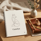 Salbeigrüne Linienkunst Vogel Kinder Name Schulbed Notizblock